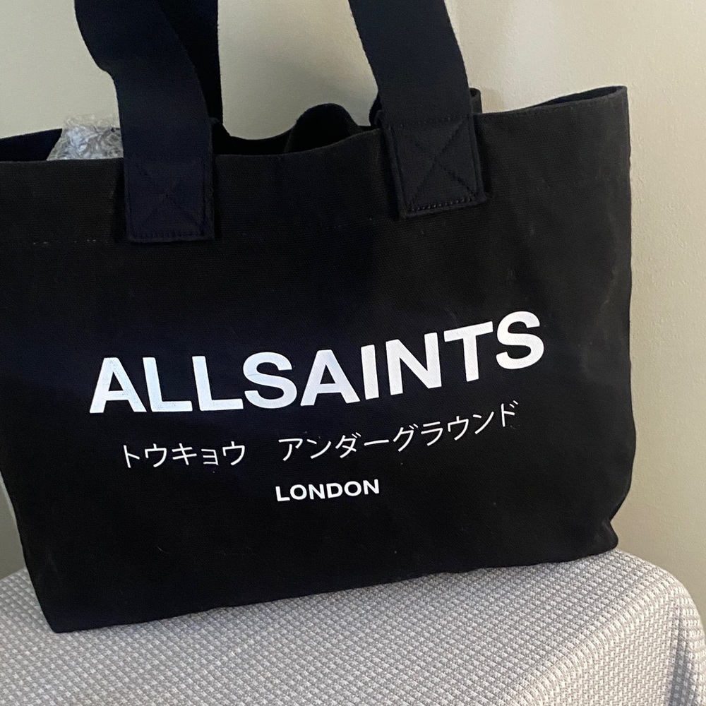 All Saints Logo Black Canvas Tote - Picture 3 of 10